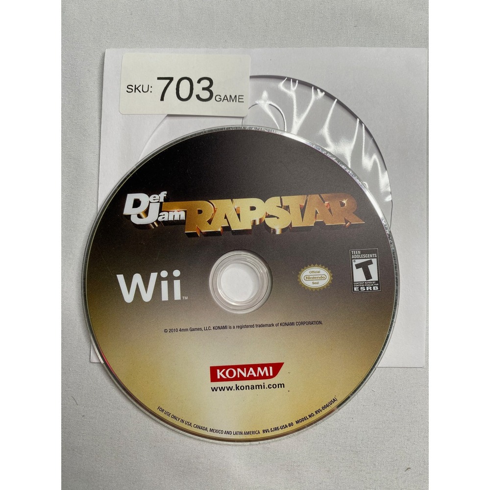 Def Jam Rapstar Nintendo Wii Game Disc Only